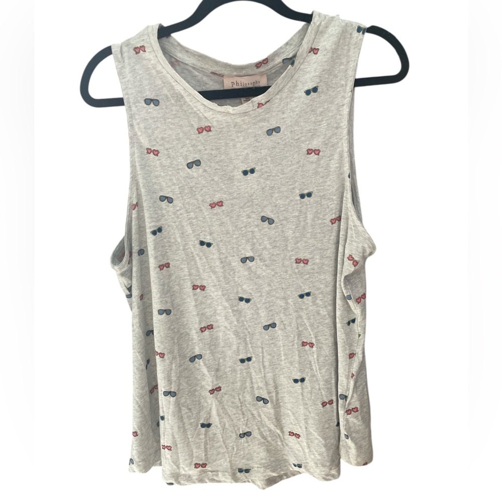 Philosophy Gray Tank Top with Colorful Sunglasses Print - Size XL NWT